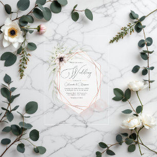 Copper Geometric Rustic Elegance Acrylic Wedding Acrylic Invitations