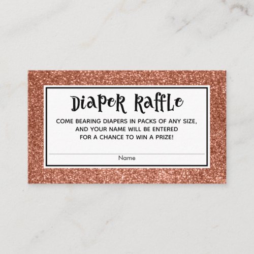 Copper Glitter Baby Shower Diaper Raffle Cards