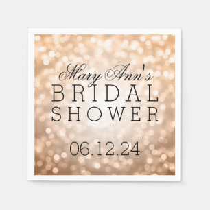 Copper Glitter Lights Elegant Bridal Shower Favor Napkins
