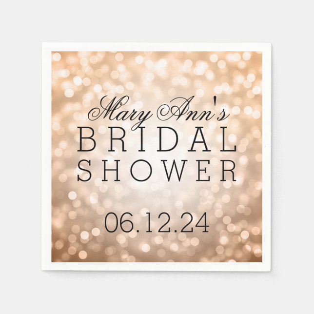 Copper Glitter Lights Elegant Bridal Shower Favor Napkins (Front)