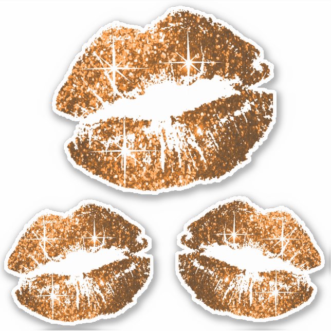 Copper Glitter Lips - Kiss-Cut Sticker (Front)