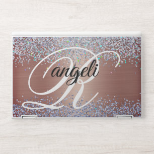copper Glitter Monogram HP EliteBook X360 1030  Laptop Skin
