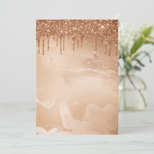 Copper Glitter Rain on Blush Copper Metal Marble (Standing Front)