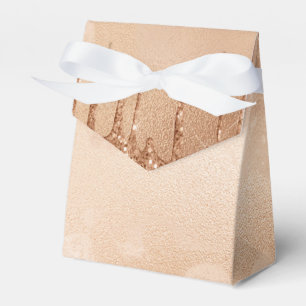 Copper Glitter Rain on Blush Copper Metal Marble Favor Boxes