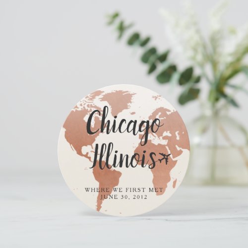 Copper Globe Favorite Cities Table Name Card