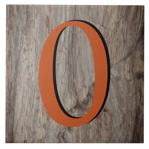 Copper Glow House Number Tile 0 Zero on Gray Stone