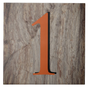 Copper Glow House Number Tile 1 One on Gray Stone