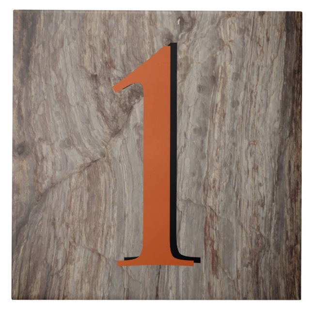 Copper Glow House Number Tile 1 One on Gray Stone (Front)