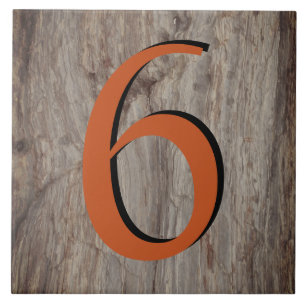 Copper Glow House Number Tile 6 on Gray Stone