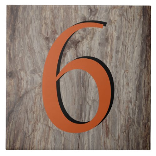 Copper Glow House Number Tile 6 on Gray Stone