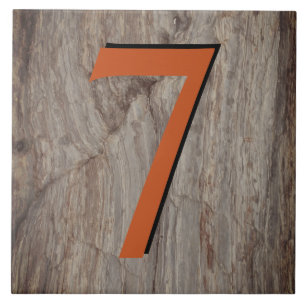 Copper Glow House Number Tile 7 on Gray Stone