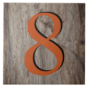 Copper Glow House Number Tile 8 on Gray Stone