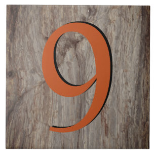 Copper Glow House Number Tile 9 on Gray Stone