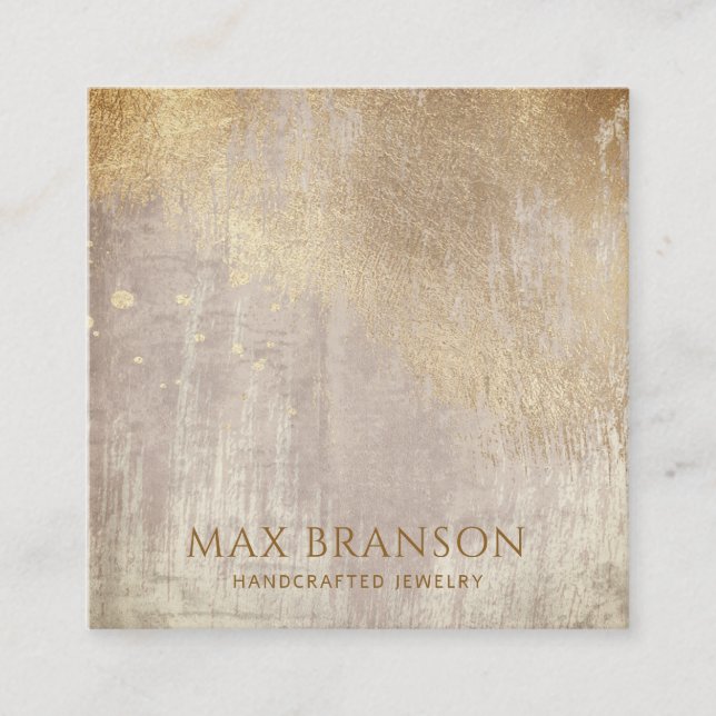 Copper Gold Abstract Jewelry Designer  Square Business Card (Front)
