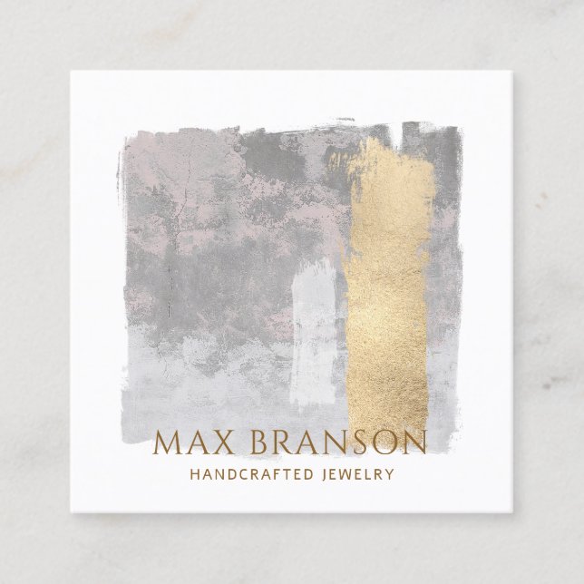 Copper Gold Abstract Jewelry Designer  Square Business Card (Front)
