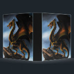 Copper Gold Black Dragon 3 Ring Binder<br><div class="desc">A majestic dragon with copper,  gold and black scales on a cliff edge with blue skies in behind.</div>