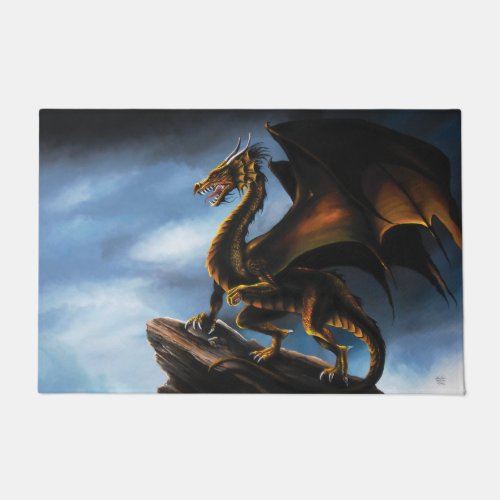 Copper Gold Black Dragon Doormat