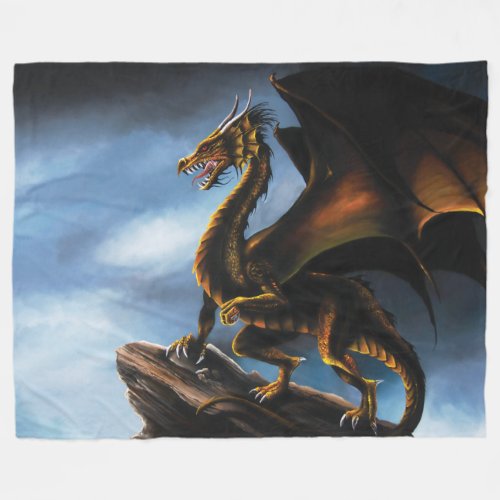 Copper Gold Black Dragon Fleece Blanket