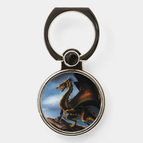 Copper Gold Black Dragon Phone Ring Stand