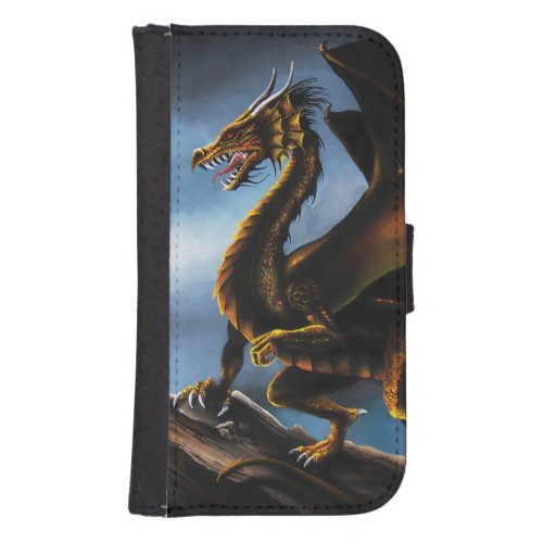 Copper Gold Black Dragon Galaxy S4 Wallet Case