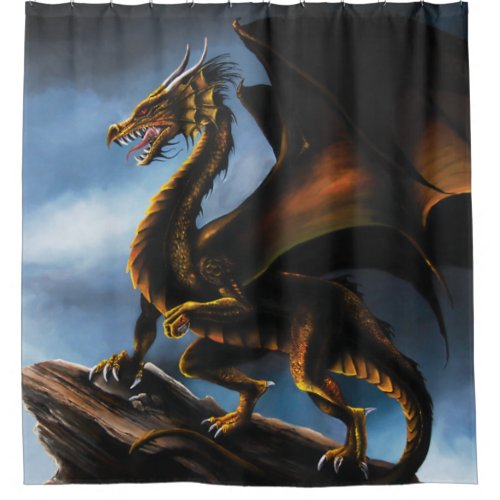 Copper Gold Black Dragon Shower Curtain