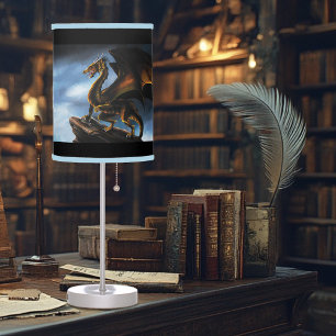 Copper Gold Black Dragon Table Lamp