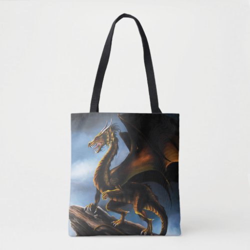 Copper Gold Black Dragon Tote Bag