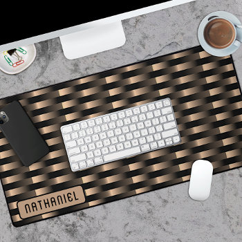 Copper Gold Black Industrial Stainless Steel Art Desk Mat by CaseConceptCreations at Zazzle