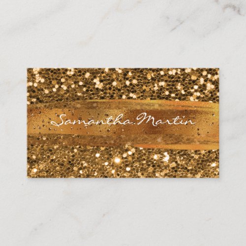 Copper Gold Brush Stroke and Chunky Glitter Business Card