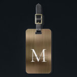 Copper Gold Brushed Metal Script Monogram Glam Luggage Tag<br><div class="desc">Copper Yellow Brass Gold Brushed Metal Script Monogram Cute Bag Tag</div>