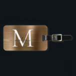 Copper Gold Brushed Steel Metal Script Monogram Luggage Tag<br><div class="desc">Copper Gold Brushed Steel Metal Script Monogram Bag Tag</div>