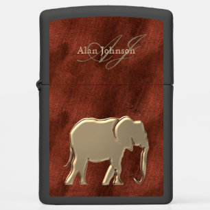 Copper Gold Elephant Monogram Zippo Lighter