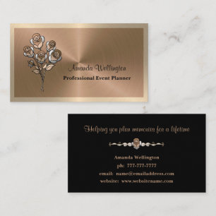 Copper & Gold Floral Event Planner Business Card