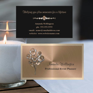 Copper & Gold Floral Event Planner Business Card