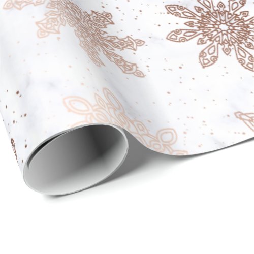 Copper Gold  Marble Snowflake Christmas Pattern Wrapping Paper