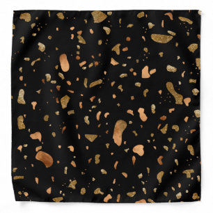 Copper Gold on Black Terrazzo Stone Bandana