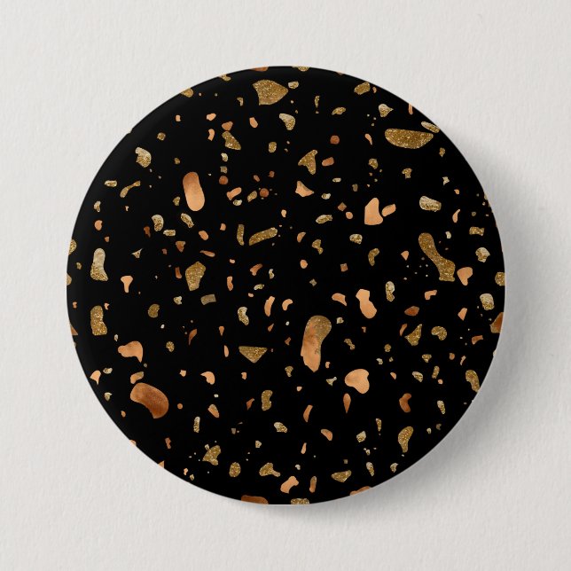 Copper Gold on Black Terrazzo Stone Button (Front)