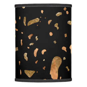 Copper Gold on Black Terrazzo Stone Lamp Shade