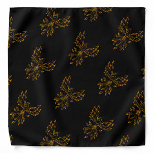 Copper Gold Phoenix Rises on Black  Bandana