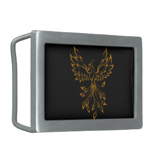 Copper Gold Phoenix Rises on Black  Belt Buckle