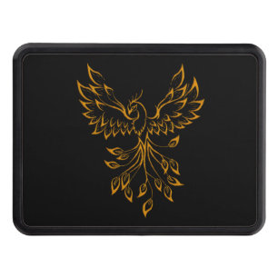 Copper Gold Phoenix Rises on Black Hitch Cover