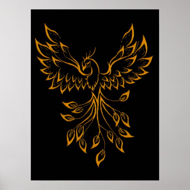 Copper Gold Phoenix Rises on Black  Poster (Front)