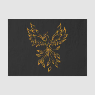 Copper Gold Phoenix Rises on Black Tissue Paper