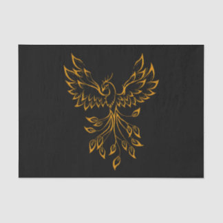 Copper Gold Phoenix Rises on Black  Tissue Paper