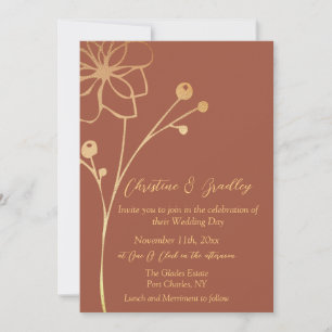 Copper & Gold Photo QR Code Wedding Invitation