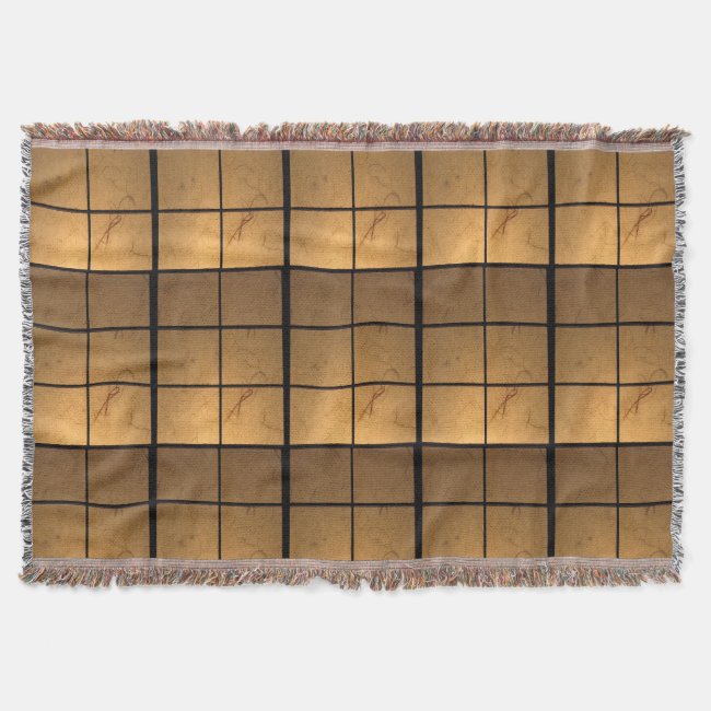 Copper Gold Square Geometric Pattern Throw Blanket