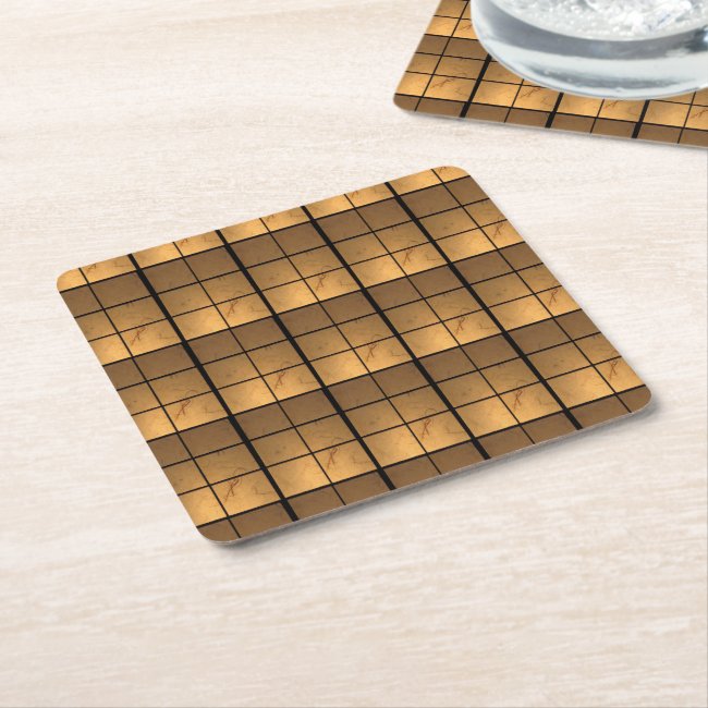 Copper Gold Square Pattern Sturdy Paper Coasters