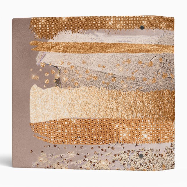 Copper Gold Strokes Glamor Texture 3 Ring Binder (Back/Spine)