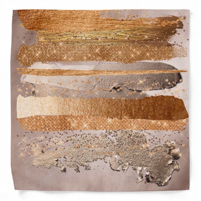 Copper Gold Strokes Glamour Texture Bandana (Front)