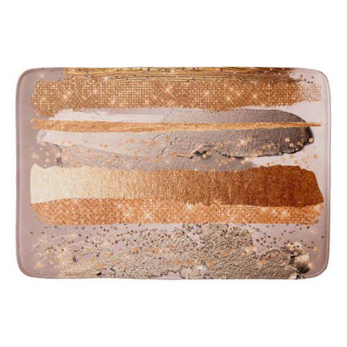 Copper Gold Strokes Glamour Texture Bath Mat